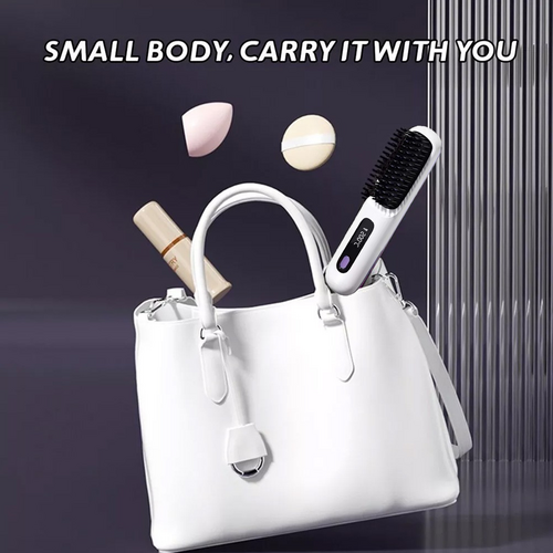 White Hair Straightener Brush Travel Mini Rechargeable Hair Styler Fast Heating  - Image 7