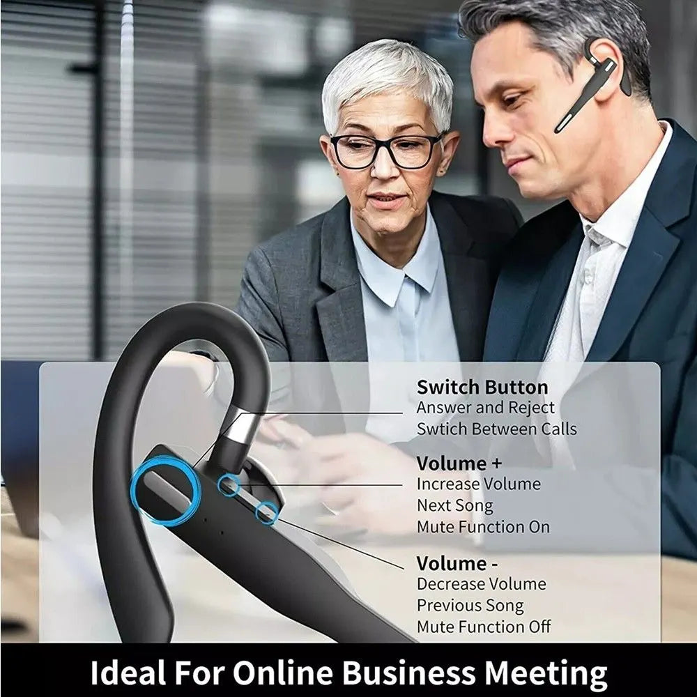 Bluetooth Wireless Headphones Business Trucker Handsfree Earpiece Headset Mic AU - Image 4