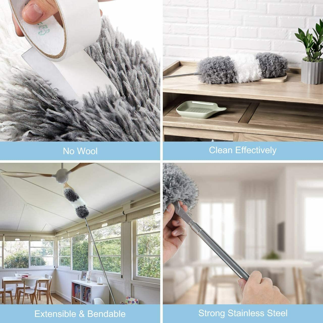 2PCS Duster Extendable Telescopic Microfibre Duster with Stainless Steel Pole - Image 2