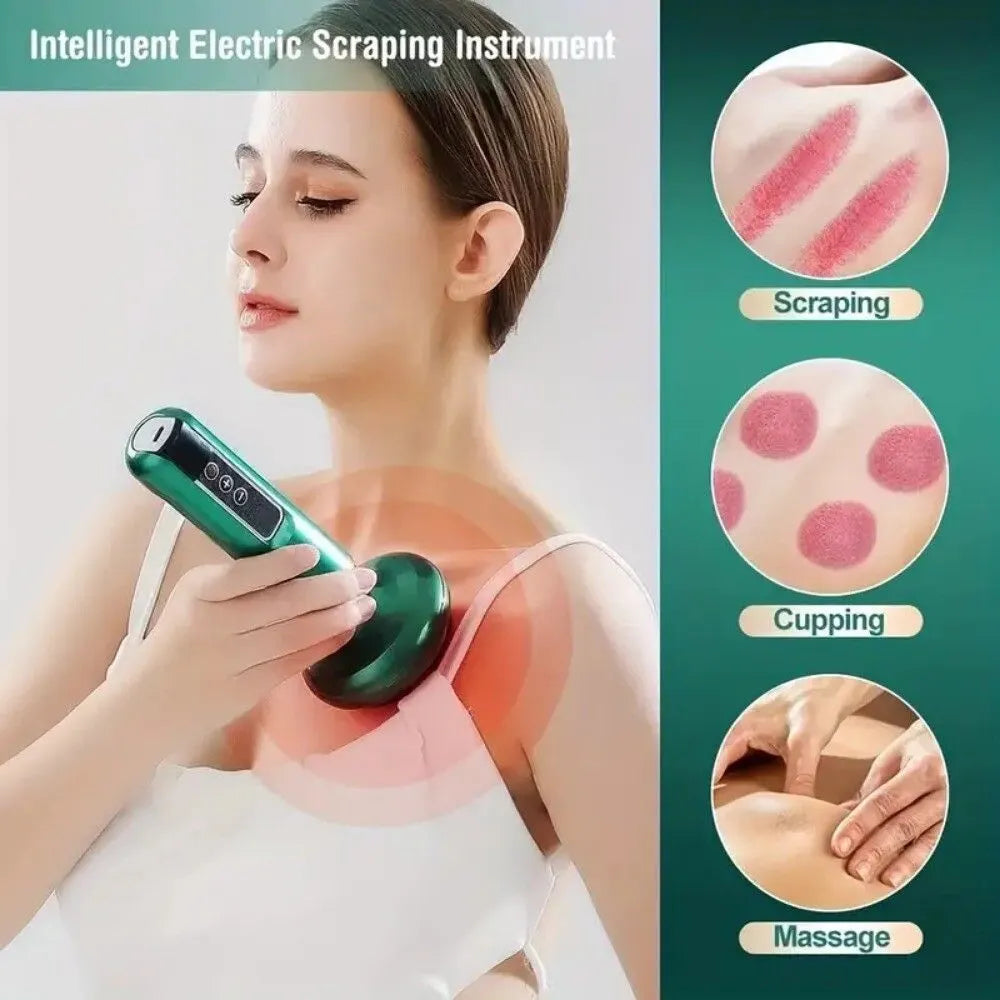 12 Levels Electric Cupping Massager Vacuum Suction GuaSha Anti Cellulite Beauty GREEN