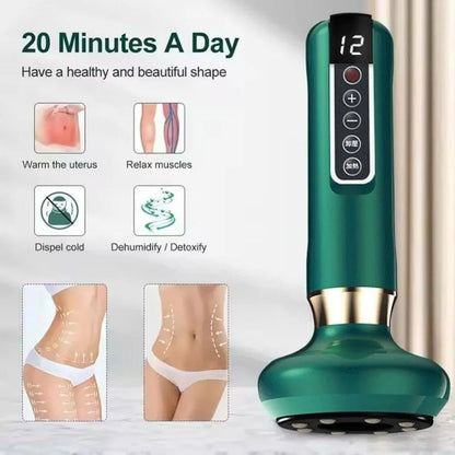 12 Levels Electric Cupping Massager Vacuum Suction GuaSha Anti Cellulite Beauty GREEN - Image 6