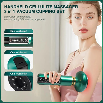 12 Levels Electric Cupping Massager Vacuum Suction GuaSha Anti Cellulite Beauty GREEN - Image 7