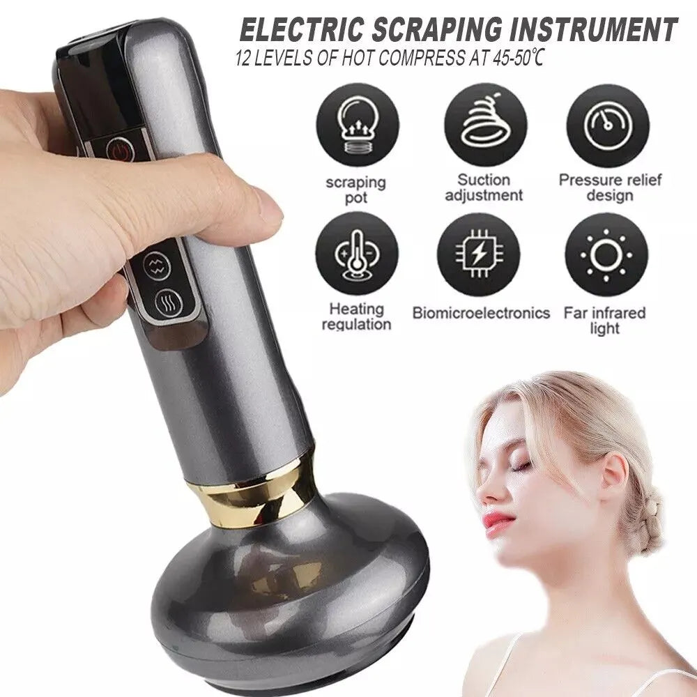 12 Levels Electric Cupping Massager Vacuum Suction GuaSha Anti Cellulite Beauty GRAY - Image 5