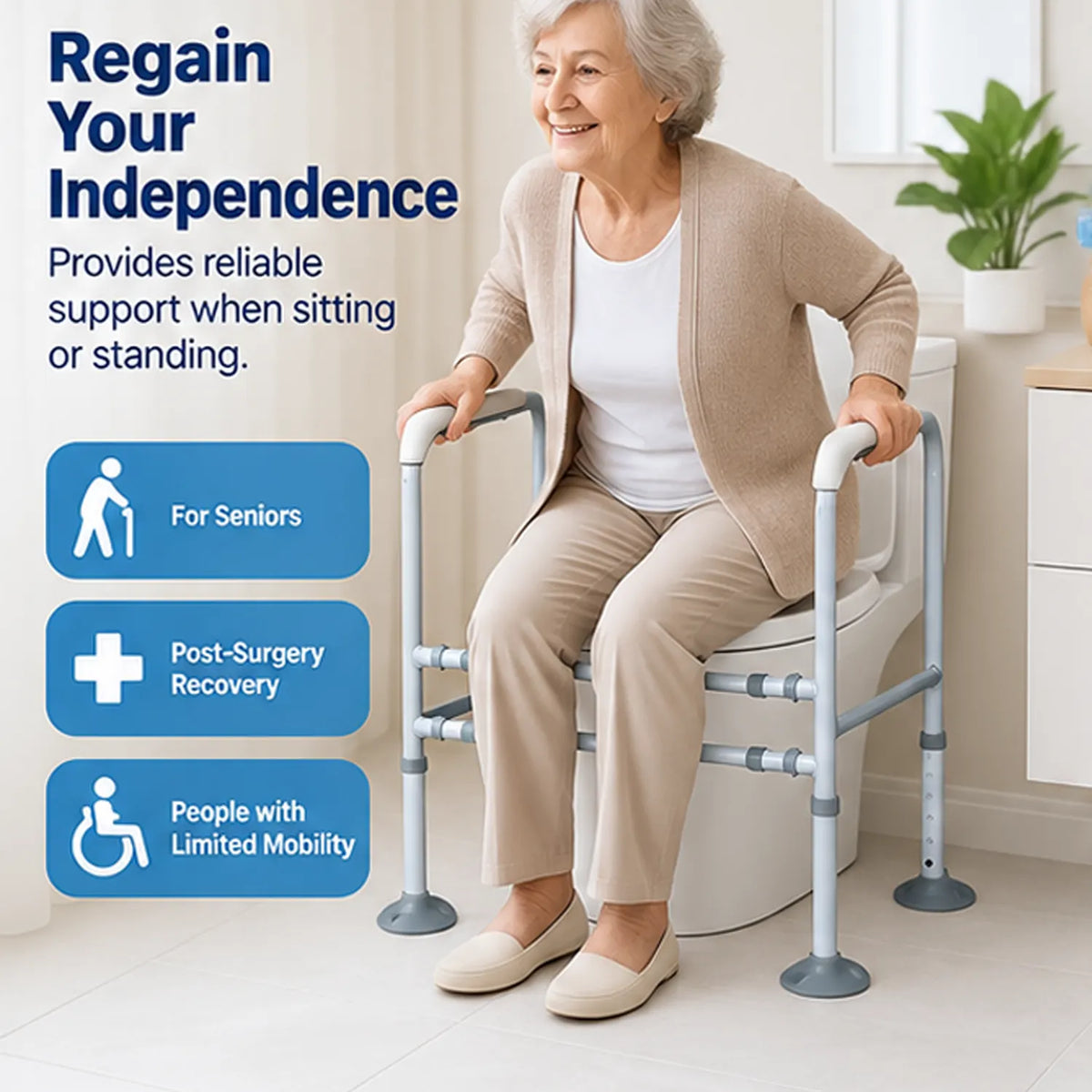 E-HOME Over Toilet Support Frame Safety Grab Aid Rail for Elderly Disabled AU - Image 5