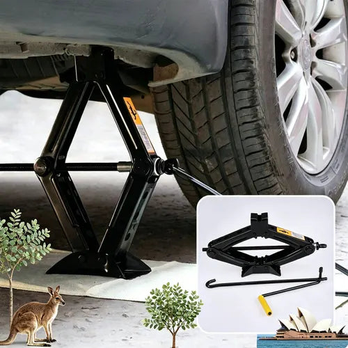 2 T Scissor Jack Car Van Wind Up Tyre Lift Chrome Crank Handle Emergency Tool
