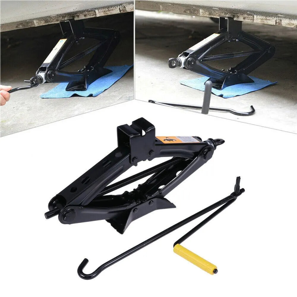 2 T Scissor Jack Car Van Wind Up Tyre Lift Chrome Crank Handle Emergency Tool - Image 2