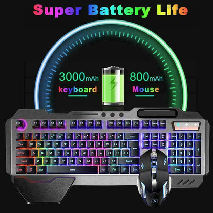 104 Keys Wireless Gaming Keyboard Mouse Set+Mouse Pad, RGB LED Backlit PC/Laptop Black-Rainbow - Image 5
