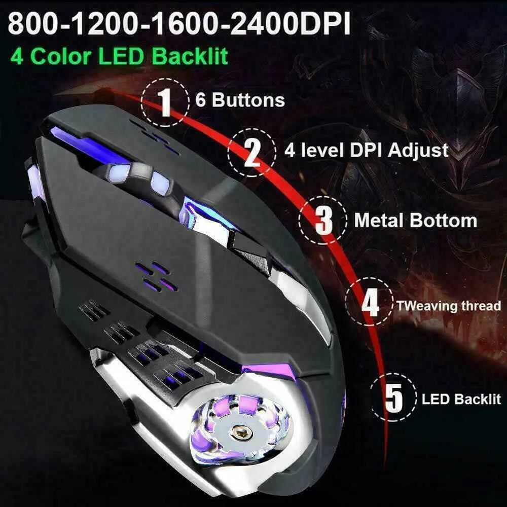 104 Keys Wireless Gaming Keyboard Mouse Set+Mouse Pad, RGB LED Backlit PC/Laptop Black-RGB - Image 6