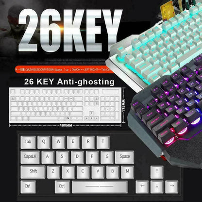 104 Keys Wireless Gaming Keyboard Mouse Set+Mouse Pad, RGB LED Backlit PC/Laptop Black-RGB - Image 7