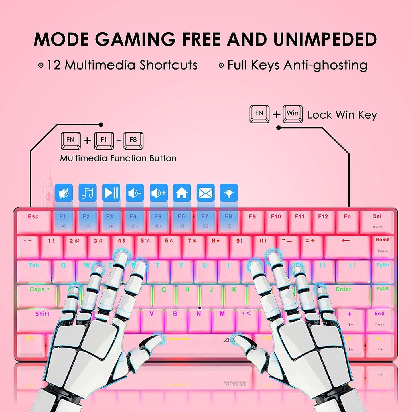 AK33 82 keys Compact Gaming Mechanical Keyboard with Anti-ghosting Keys for Game - Image 3