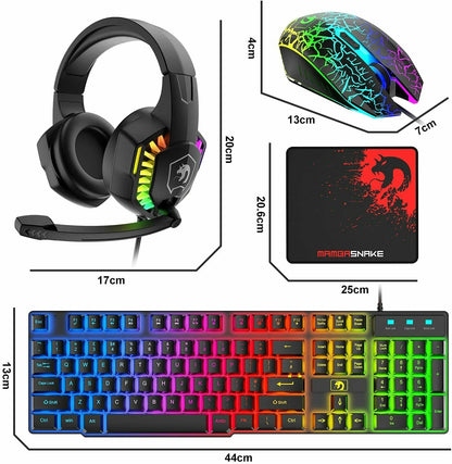Gaming Keyboard & Mouse & Headset & Mousepad Set RGB Backlit Wired for PC Laptop - Image 2