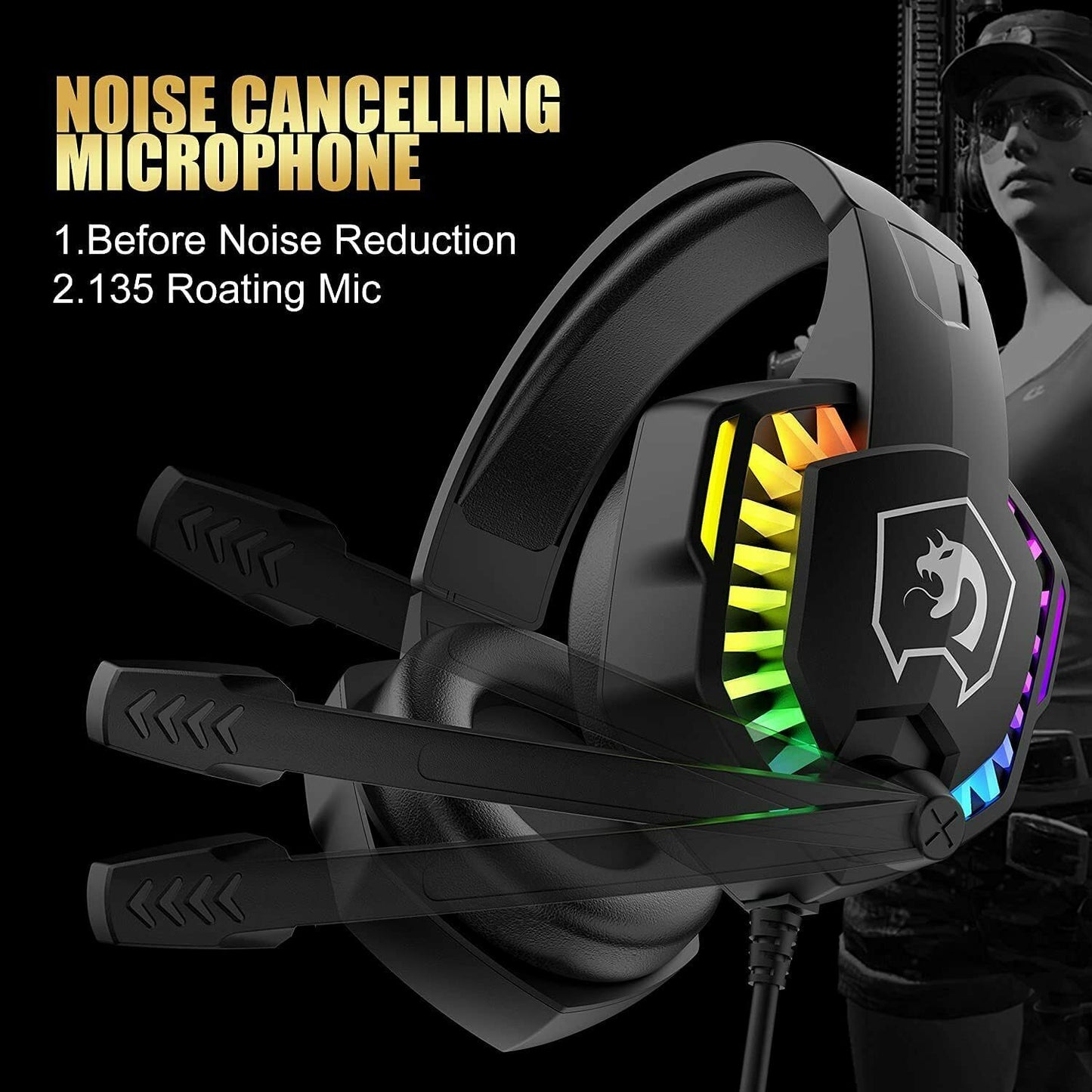 Gaming Keyboard & Mouse & Headset & Mousepad Set RGB Backlit Wired for PC Laptop - Image 4