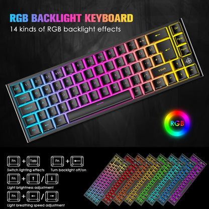 67 Keys Layout Design Mechanical Gaming Keyboard PC PS4 RGB Backlight Wired USB Black - Image 4