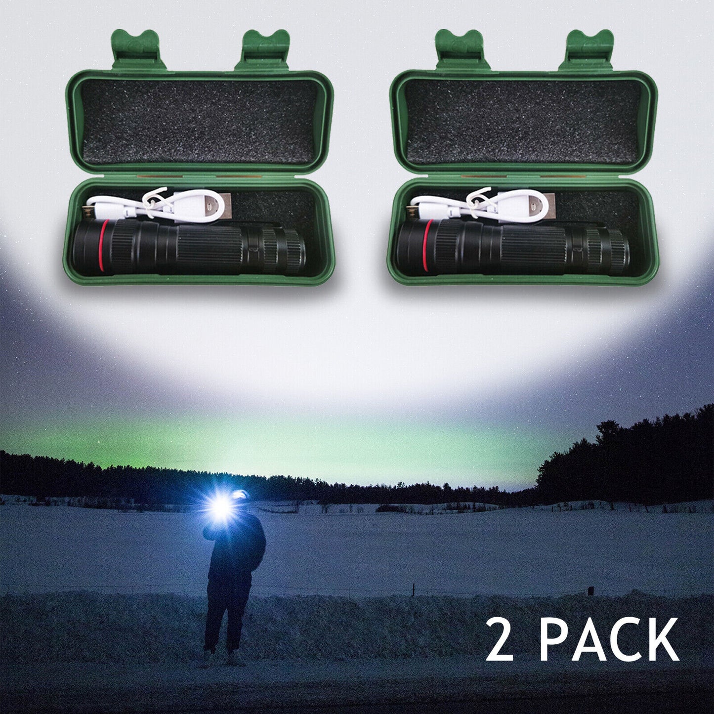 2x Mini Tactical Flashlight Small LED Torch 3 Mode Super Bright Light Clip Lamp - Image 2