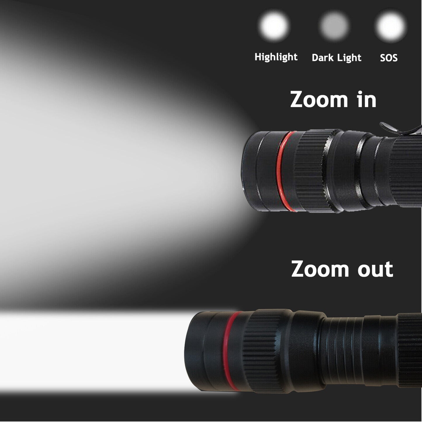 2x Mini Tactical Flashlight Small LED Torch 3 Mode Super Bright Light Clip Lamp - Image 8