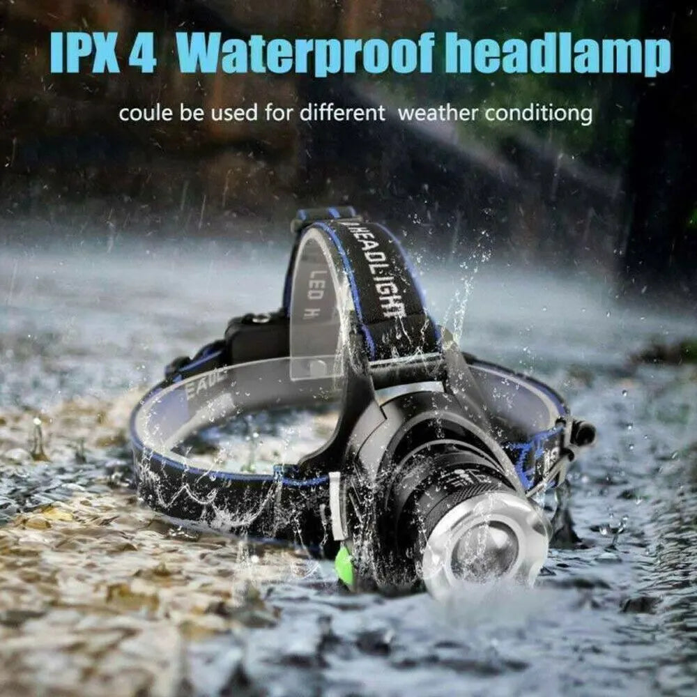 LED Head Torch Headlight Camping Headlamp Rechargeable Waterproof Fishing Light - Image 2