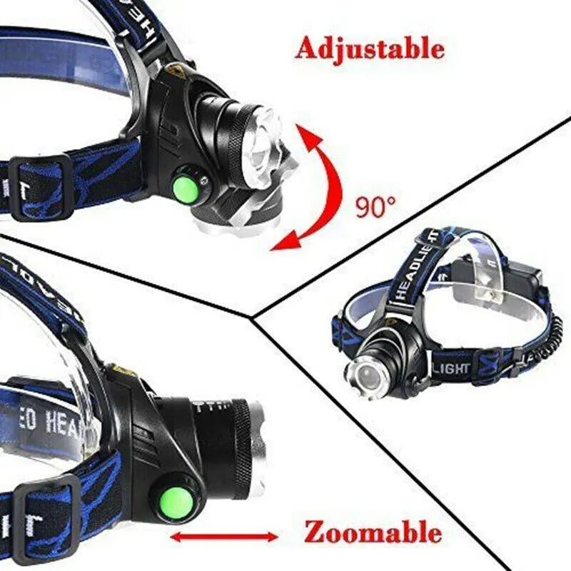 LED Head Torch Headlight Camping Headlamp Rechargeable Waterproof Fishing Light - Image 4