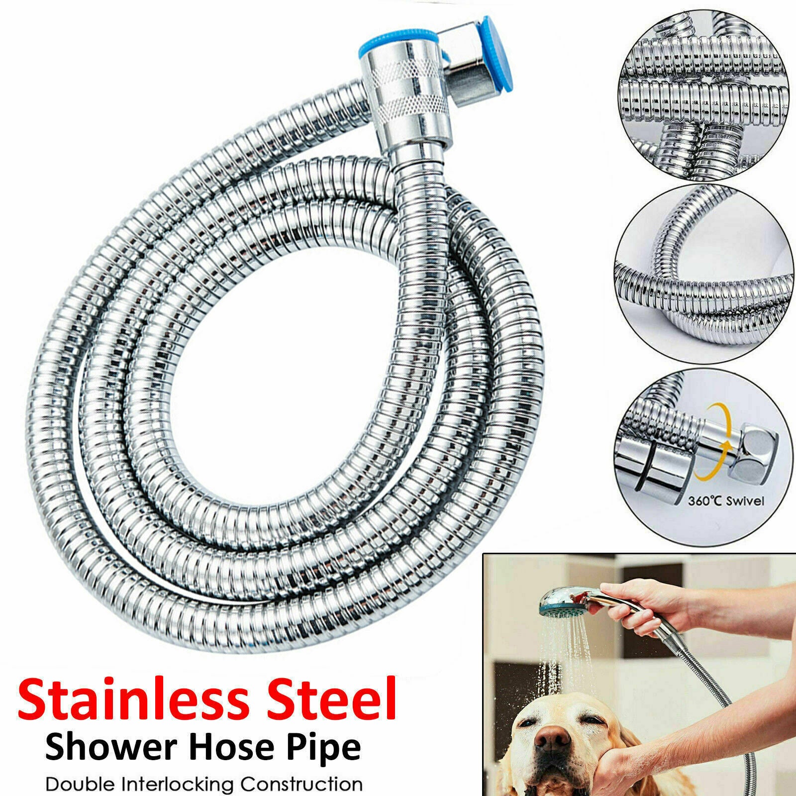 3m Shower Head Hose Stainless Steel Bathroom Flexible Tube Replacement Pipe AU - Image 3