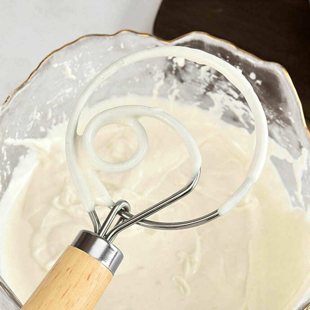 13 INCHES BAKING DOUGH STAINLESS STEEL LARGE WIRE WHISK MIXER BREAD COOKING TOOL - Image 3