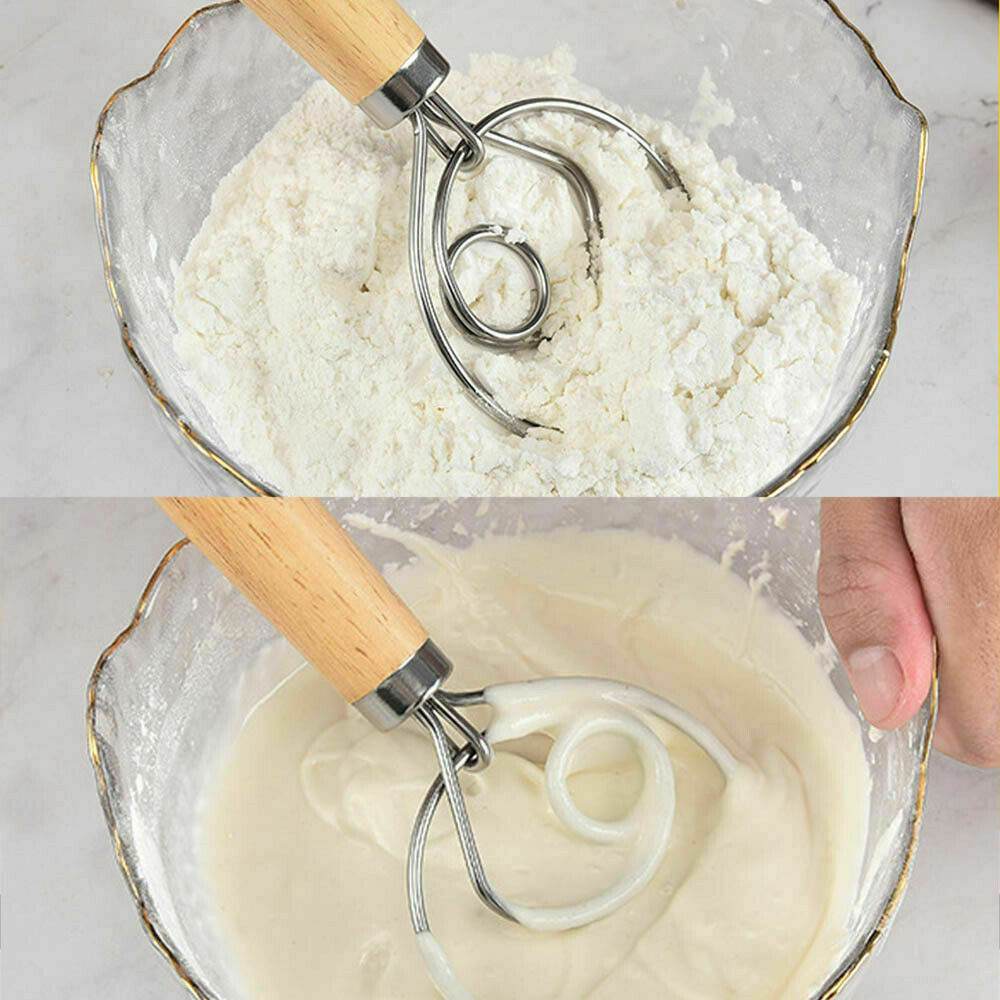 13 INCHES BAKING DOUGH STAINLESS STEEL LARGE WIRE WHISK MIXER BREAD COOKING TOOL - Image 8