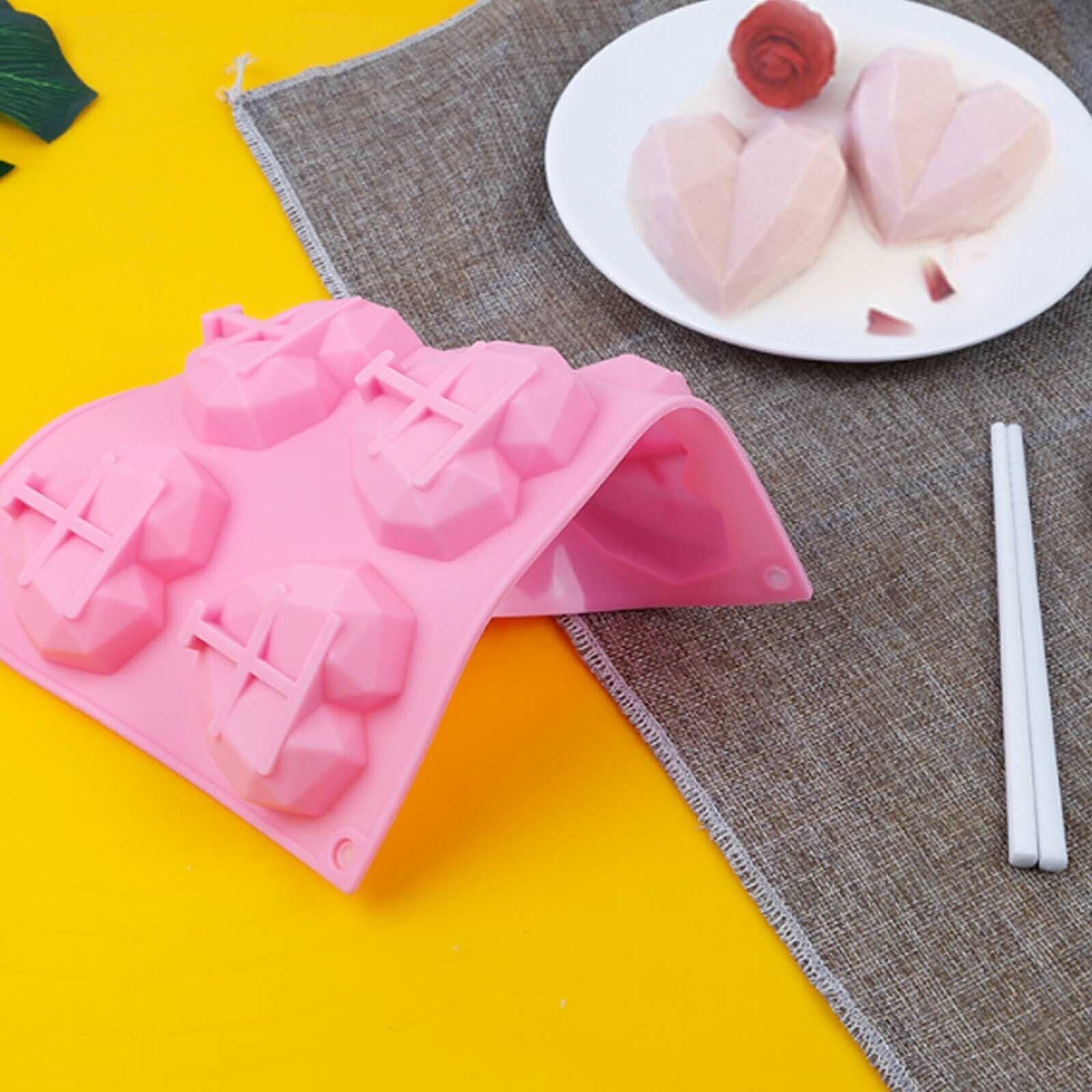2PCS DIY 3D Fondant Mold Silicone Heart Shape Candy Cake Chocolate Mould Sugar Craft - Image 2