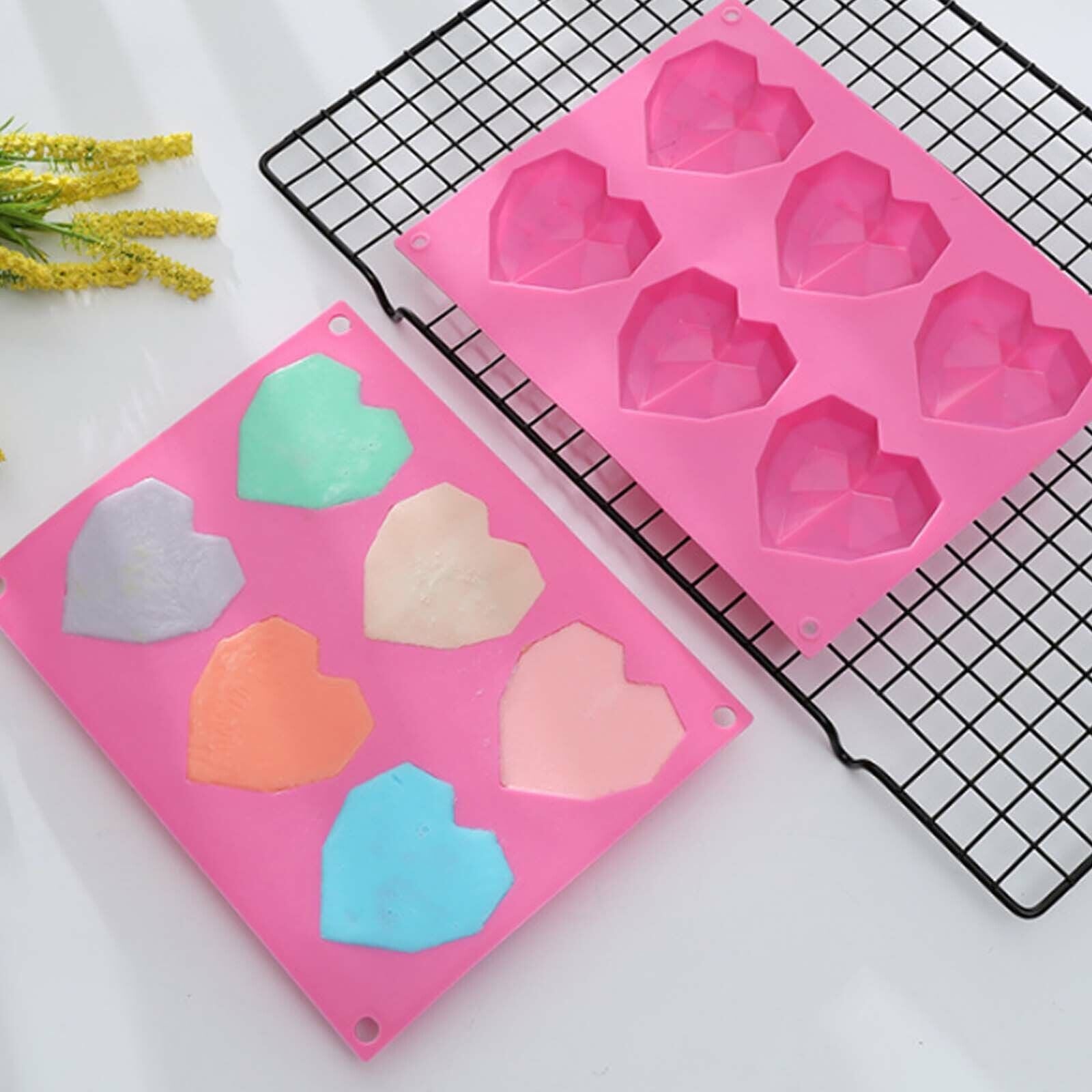 2PCS DIY 3D Fondant Mold Silicone Heart Shape Candy Cake Chocolate Mould Sugar Craft - Image 5