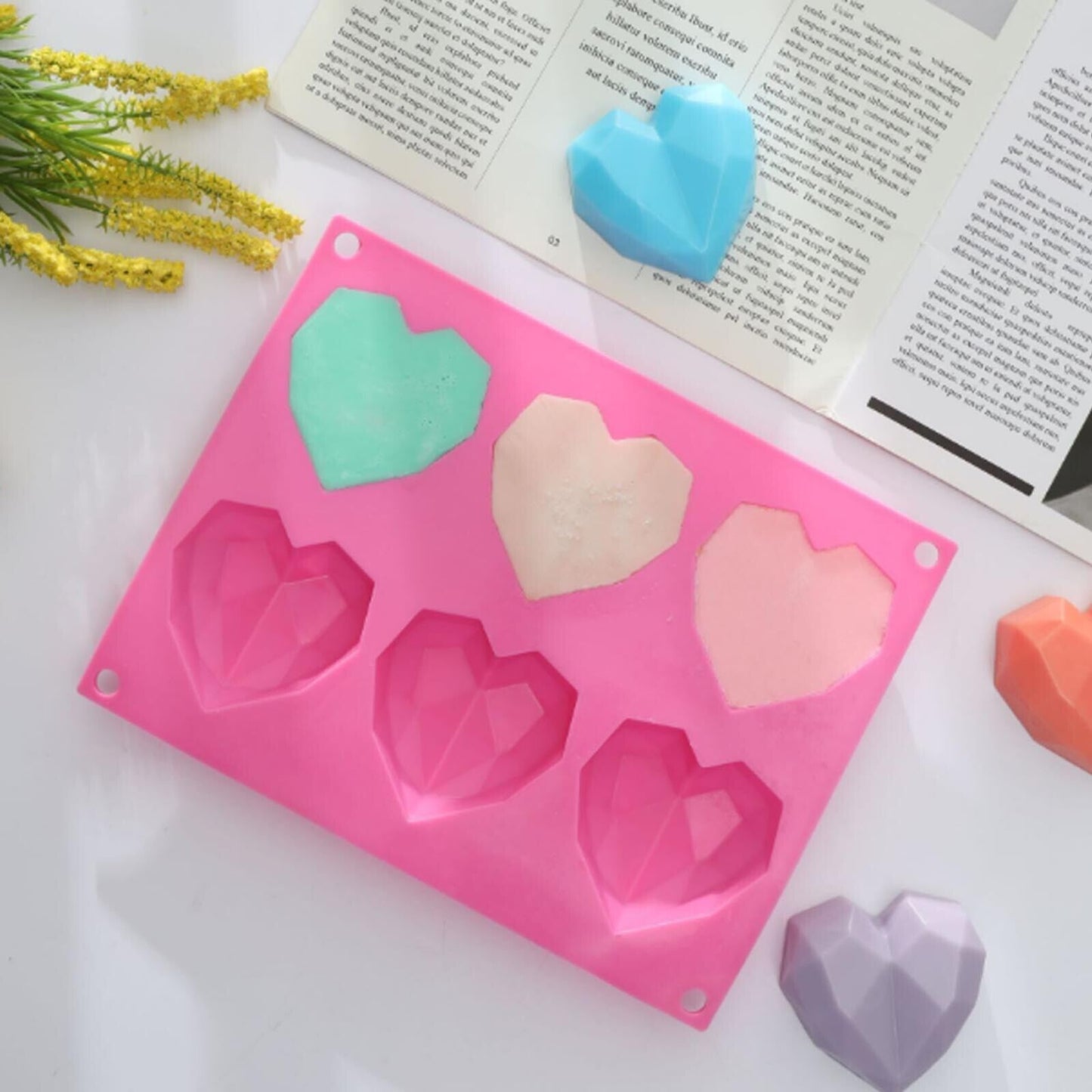 2PCS DIY 3D Fondant Mold Silicone Heart Shape Candy Cake Chocolate Mould Sugar Craft - Image 6