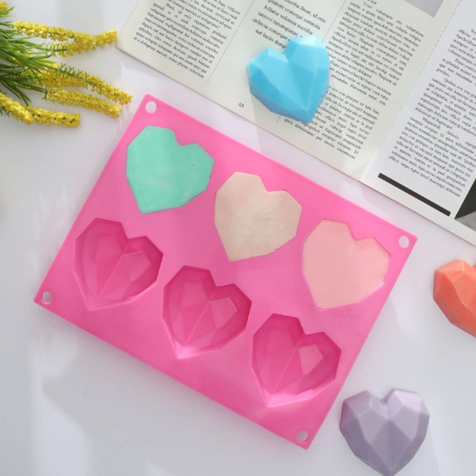 2PCS DIY 3D Fondant Mold Silicone Heart Shape Candy Cake Chocolate Mould Sugar Craft - Image 6