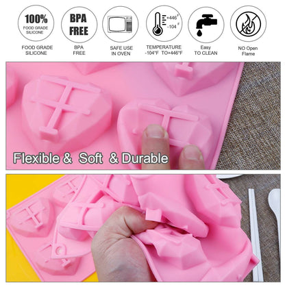 2PCS DIY 3D Fondant Mold Silicone Heart Shape Candy Cake Chocolate Mould Sugar Craft - Image 8