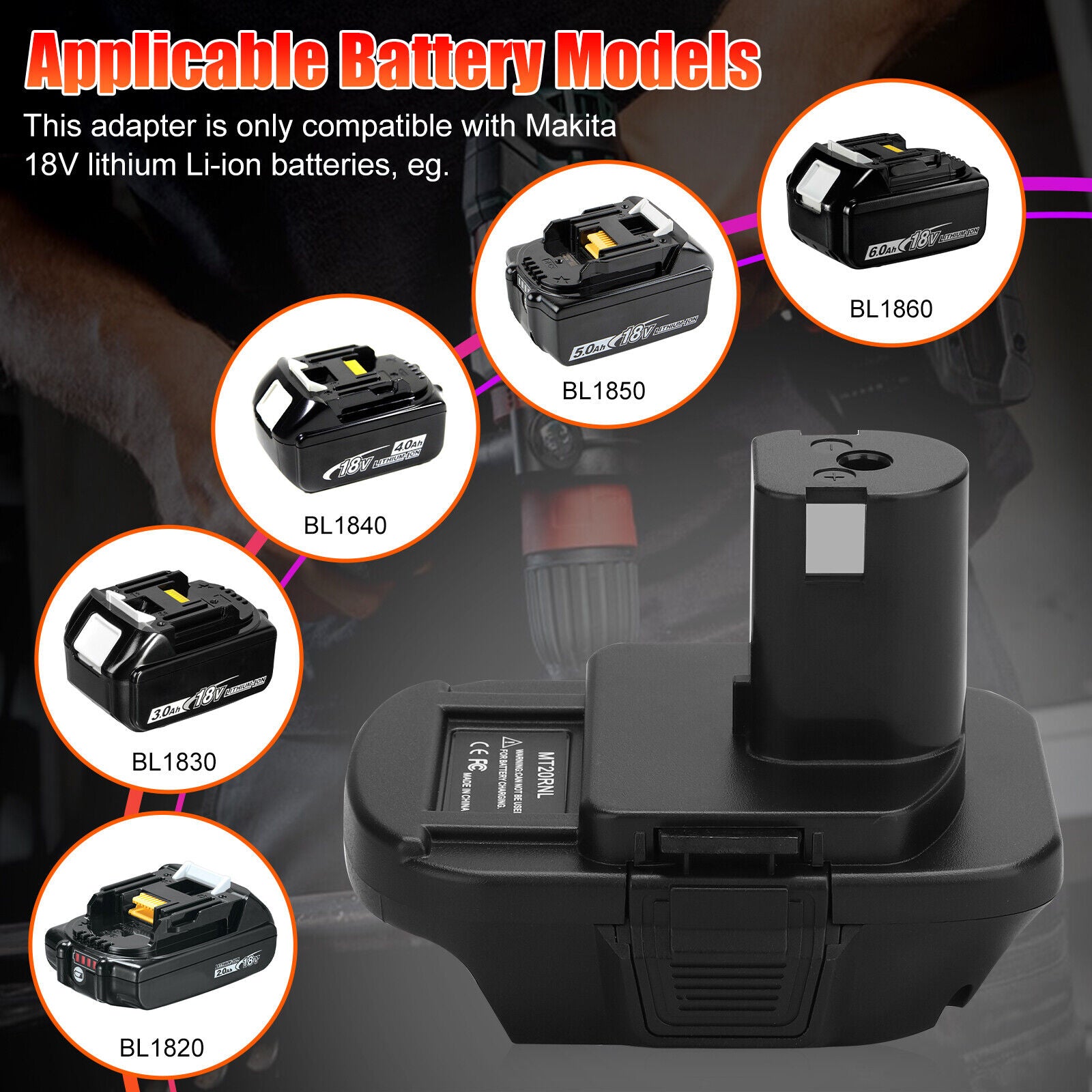 Battery Adapter MT20RNL for Makita Li-ion Batteries Convert to Ryobi 18V Tools - Image 5