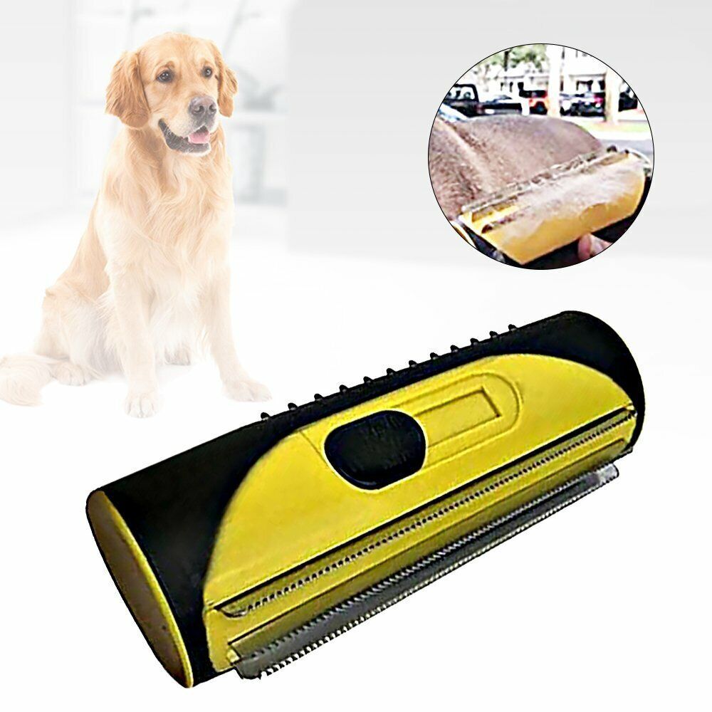 Pet Dog Cat Hair Fur Deshedding Shedding Trimmer Grooming Roll Comb Brush yellow - Image 2