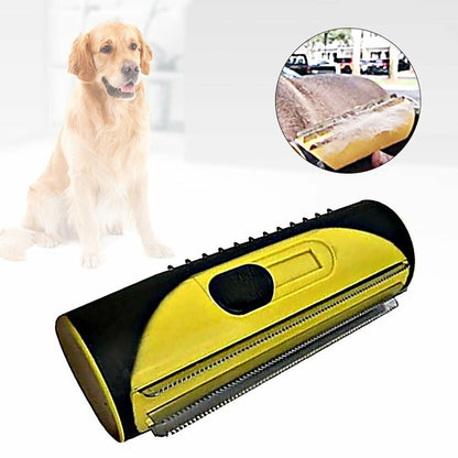 Pet Dog Cat Hair Fur Deshedding Shedding Trimmer Grooming Roll Comb Brush yellow - Image 2