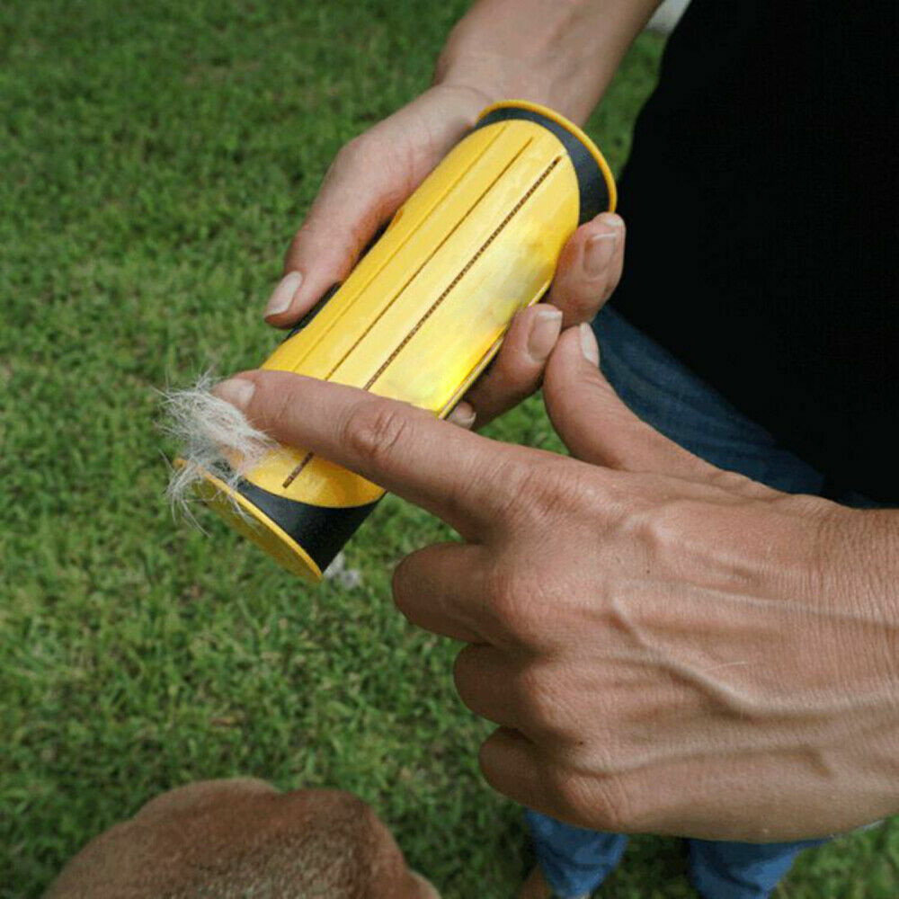 Pet Dog Cat Hair Fur Deshedding Shedding Trimmer Grooming Roll Comb Brush yellow - Image 5