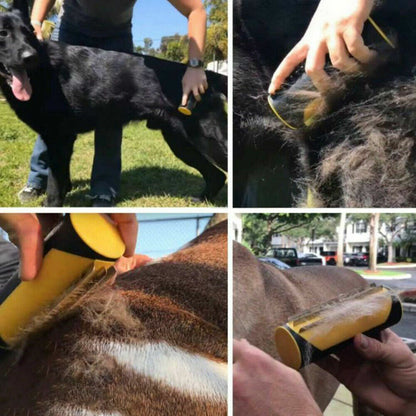 Pet Dog Cat Hair Fur Deshedding Shedding Trimmer Grooming Roll Comb Brush yellow - Image 6