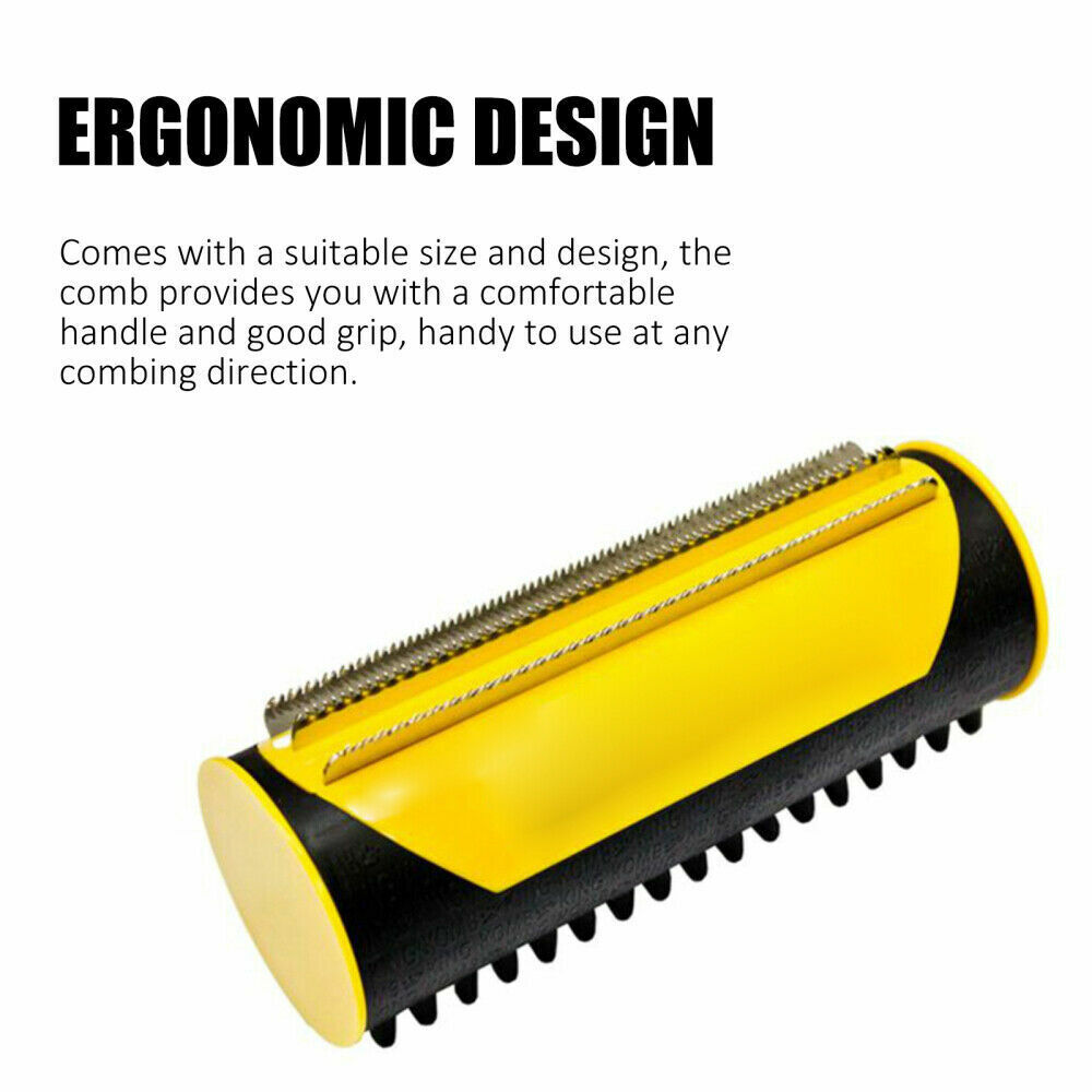 Pet Dog Cat Hair Fur Deshedding Shedding Trimmer Grooming Roll Comb Brush yellow - Image 7