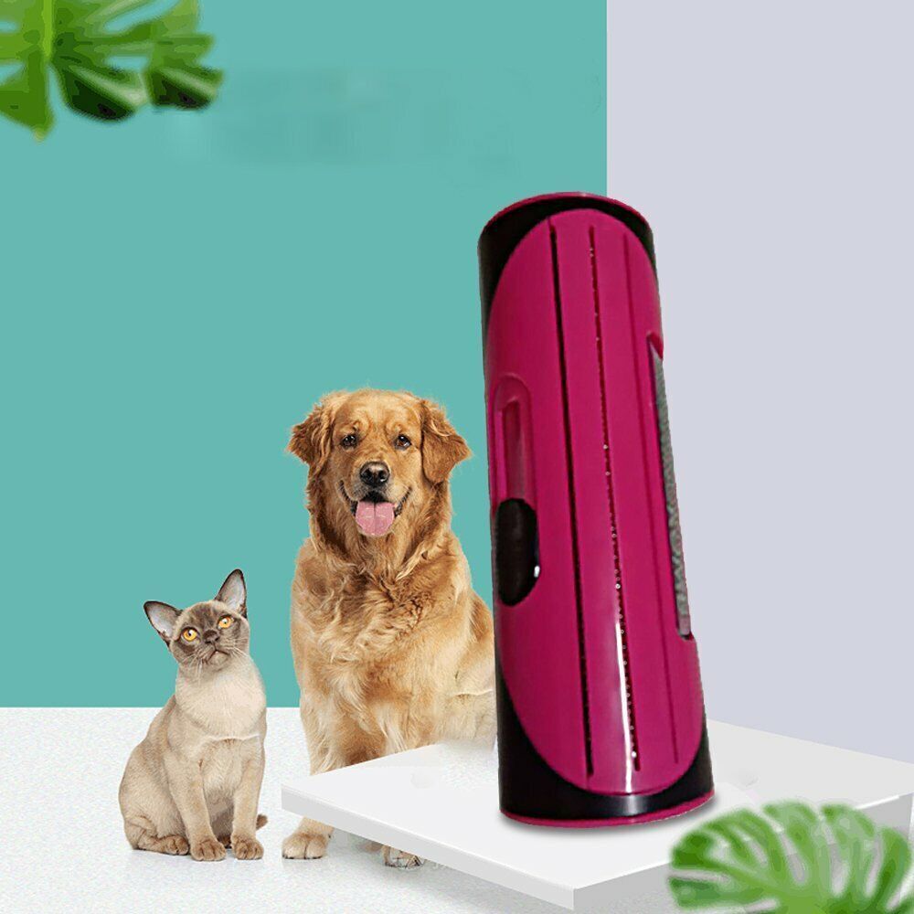 Pet Dog Cat Hair Fur Deshedding Shedding Trimmer Grooming Roll Comb Brush red - Image 5