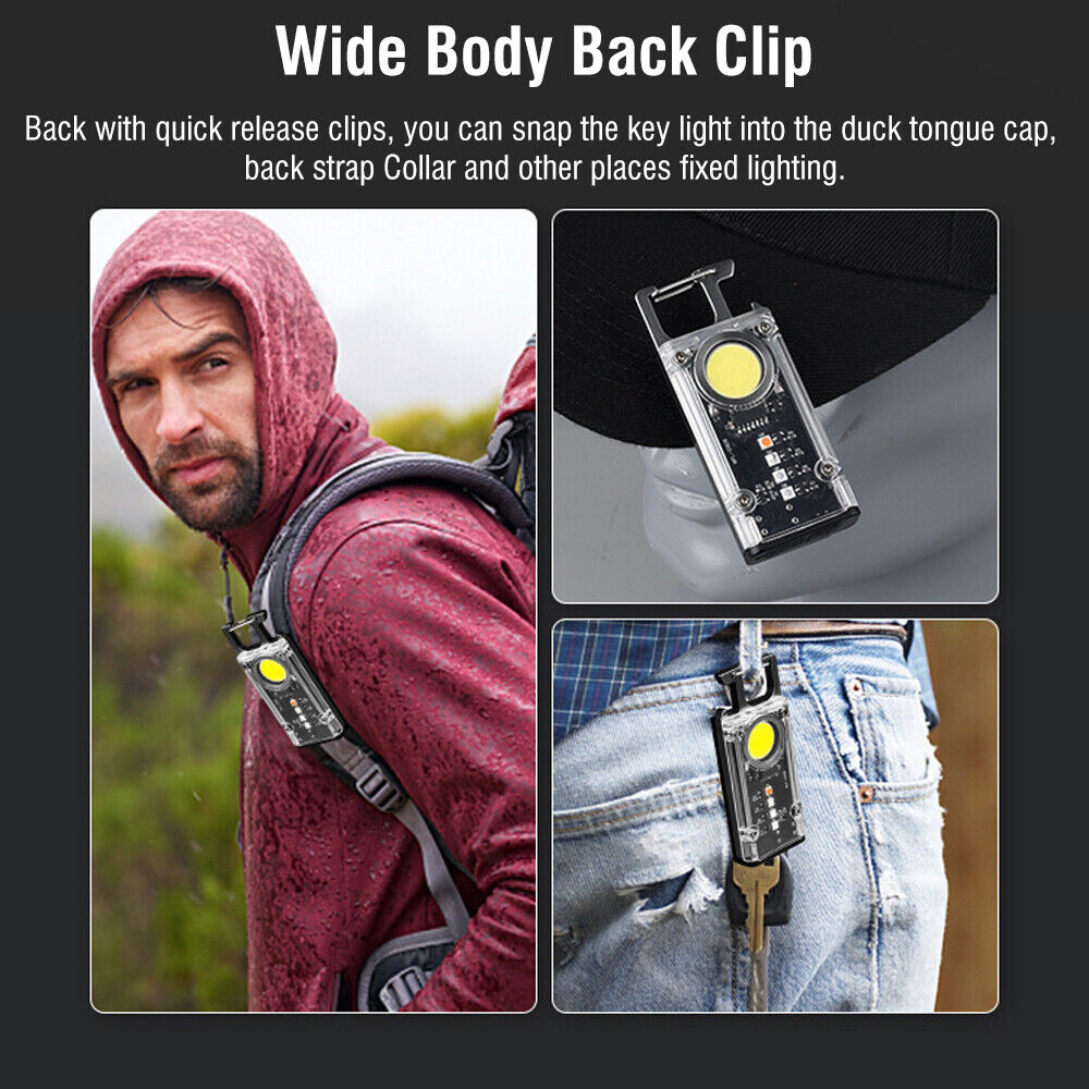 Mini Flashlight Keychain USB Rechargeable Cob Waterproof Portable Led Work Light - Image 4