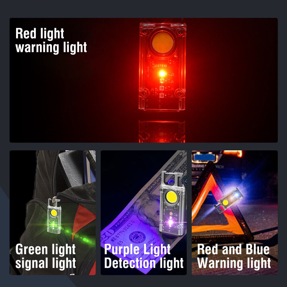 Mini Flashlight Keychain USB Rechargeable Cob Waterproof Portable Led Work Light - Image 5