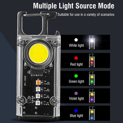 Mini Flashlight Keychain USB Rechargeable Cob Waterproof Portable Led Work Light - Image 6