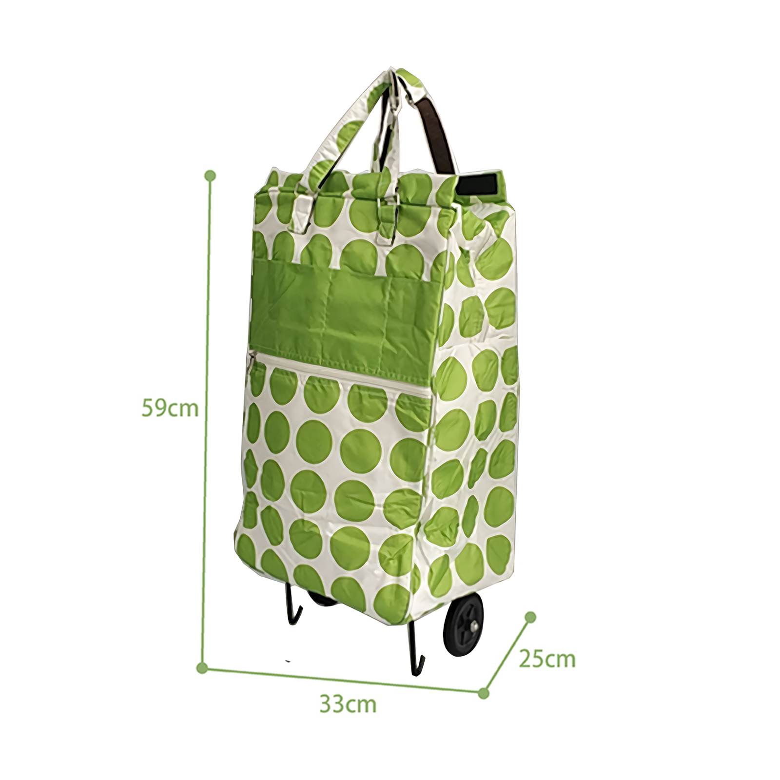 Shopping Trolley Cart Bag Foldable Wheels Carts Bags Market Luggage Basket green circle - Image 3