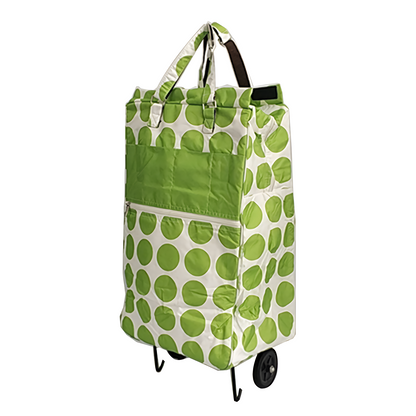 Shopping Trolley Cart Bag Foldable Wheels Carts Bags Market Luggage Basket green circle - Image 5
