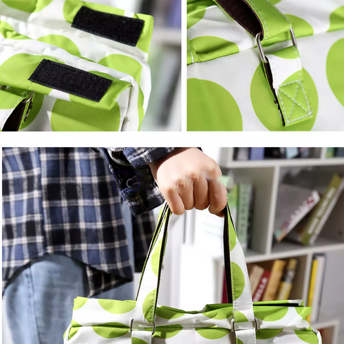Shopping Trolley Cart Bag Foldable Wheels Carts Bags Market Luggage Basket green circle - Image 6