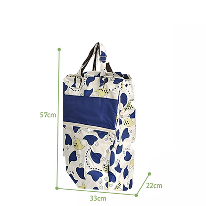 Shopping Trolley Cart Bag Foldable Wheels Carts Bags Market Luggage Basket blue leaves - Image 4