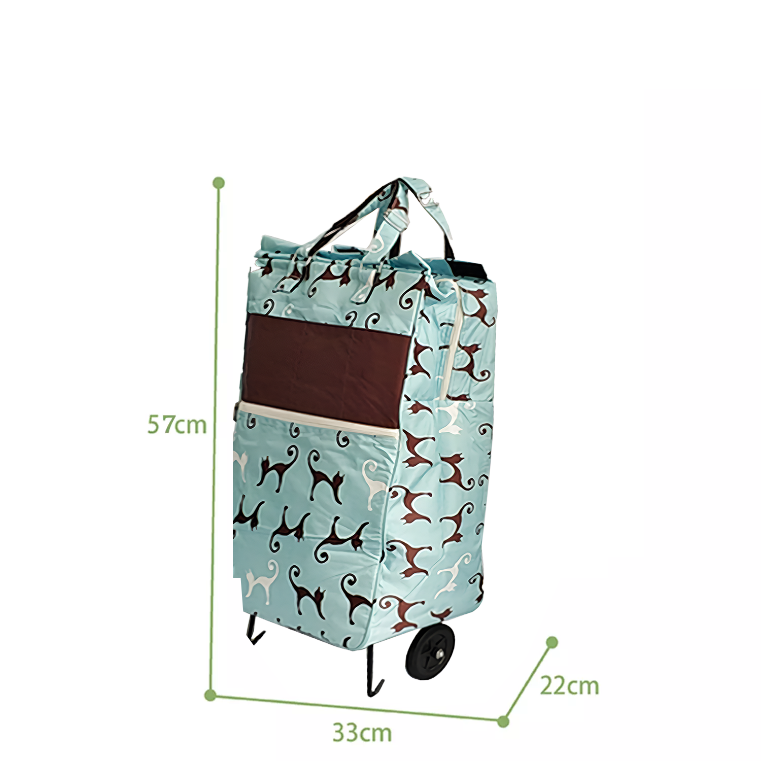 Shopping Trolley Cart Bag Foldable Wheels Carts Bags Market Luggage Basket sky blue cat - Image 2