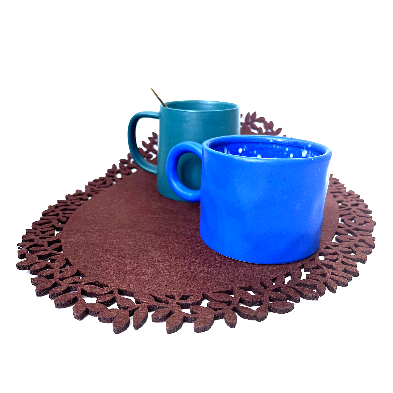 4Pc Leaf Edge Felt Placemats Heat Insulation Coffee Cup Mat Table Decor At First - Image 7