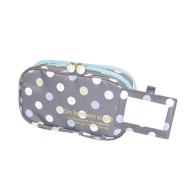 2 Layer Makeup Bag w/ Mirror Travel Cosmetic Bag Organizer Brush Slots Portable - Image 6