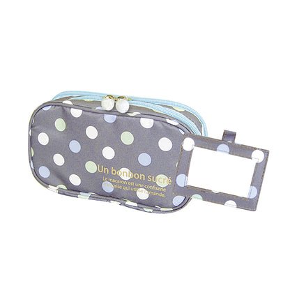 2 Layer Makeup Bag w/ Mirror Travel Cosmetic Bag Organizer Brush Slots Portable - Image 6