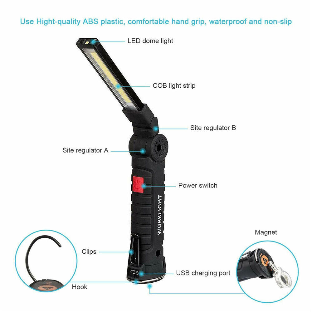 Portable COB LED Work Light Car Garage Mechanic USB Rechargeable Torch Lamp AU - Image 4