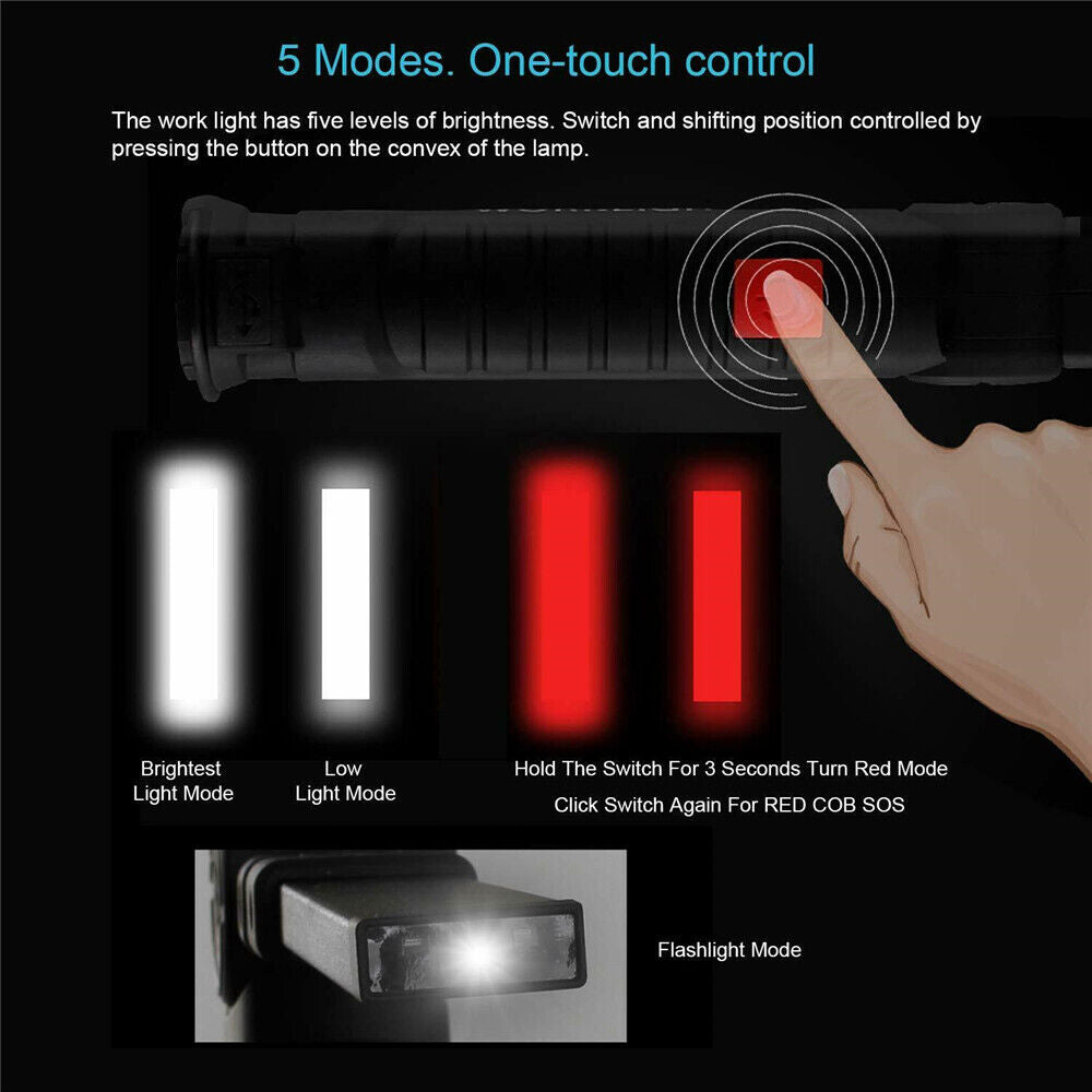 Portable COB LED Work Light Car Garage Mechanic USB Rechargeable Torch Lamp AU - Image 9