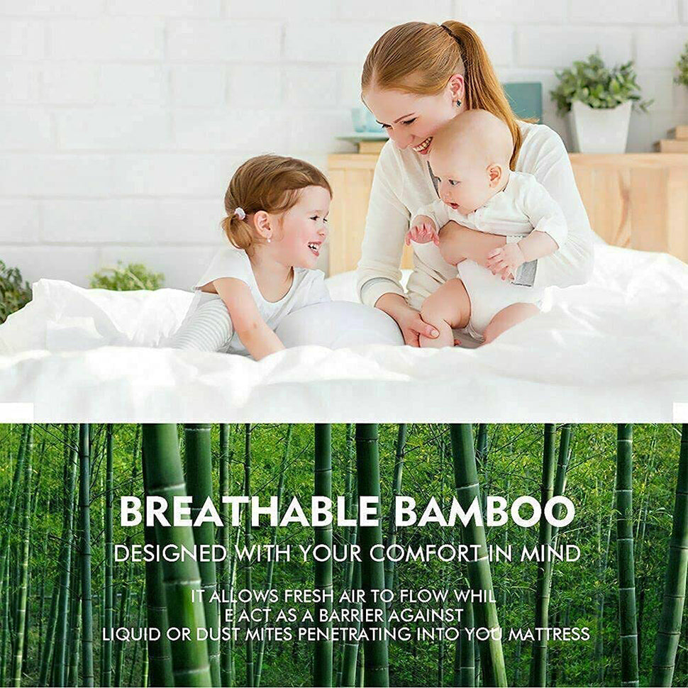 Bamboo Pillowtop Mattress Topper Luxury Bedding Mat Pad Protector Cover Queen 153 x 203 cm - Image 2